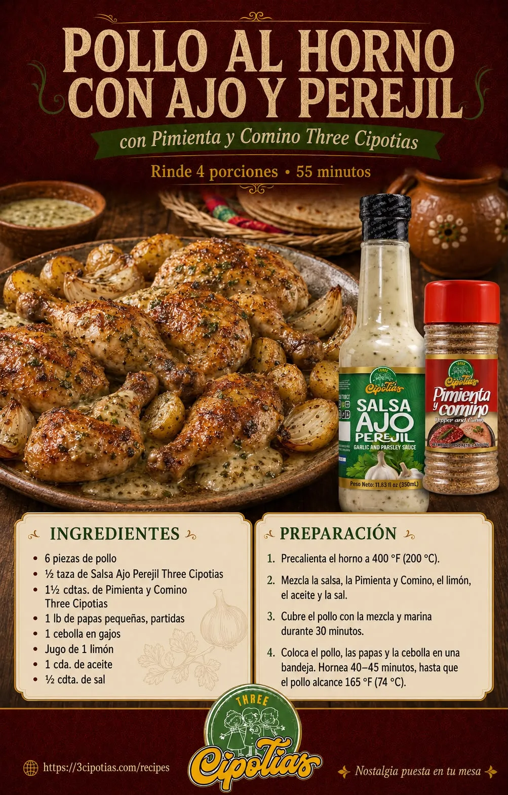Pollo al Horno con Ajo y Perejil